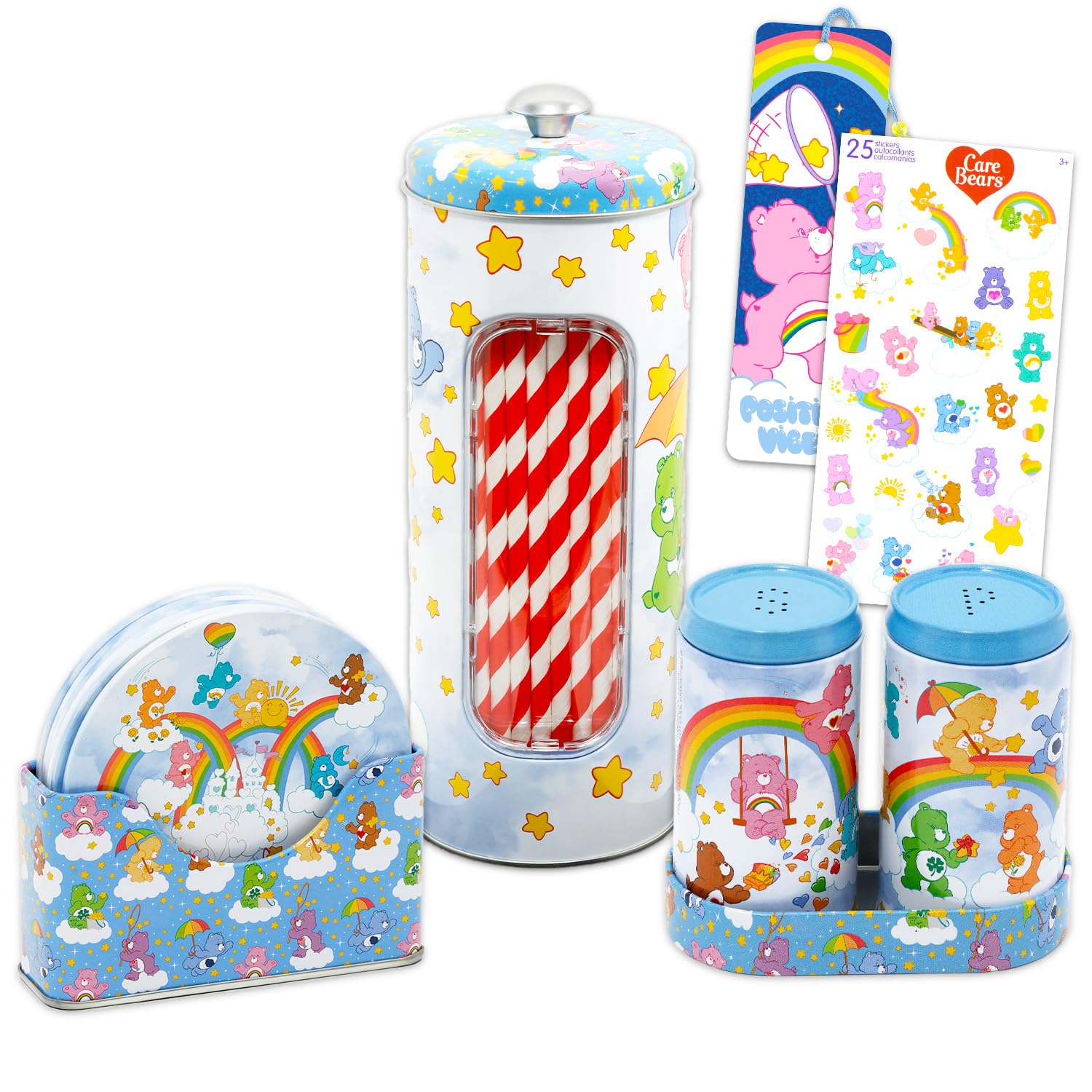 Care Bears Kitchen Decor Set - Home Decor Bundle with Coasters, Salt and Pepper Shakers, Straw Holder, Plus More | Care Bears Kitchen Accessories