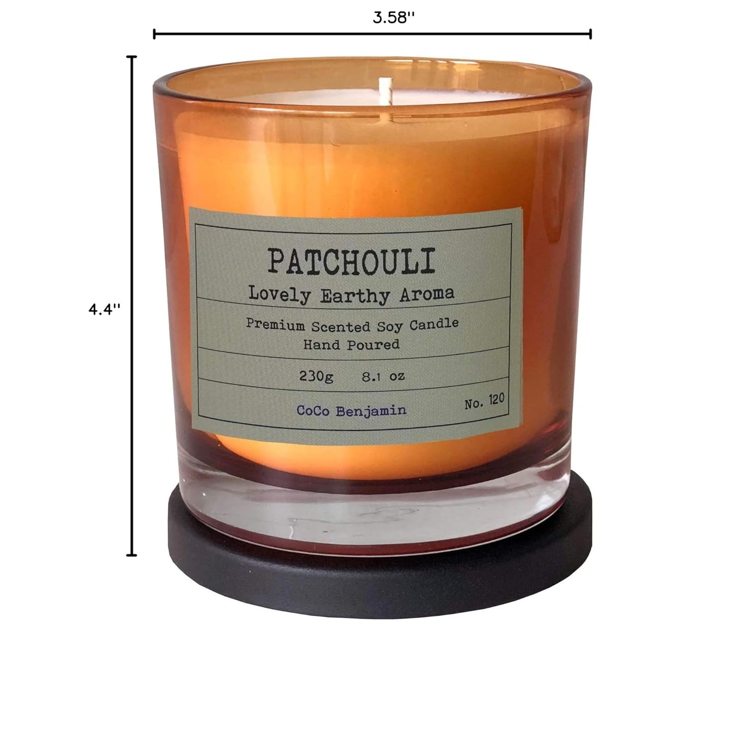 100% Soy, Highly Scented, Hand Poured Soy Candle (Patchouli)