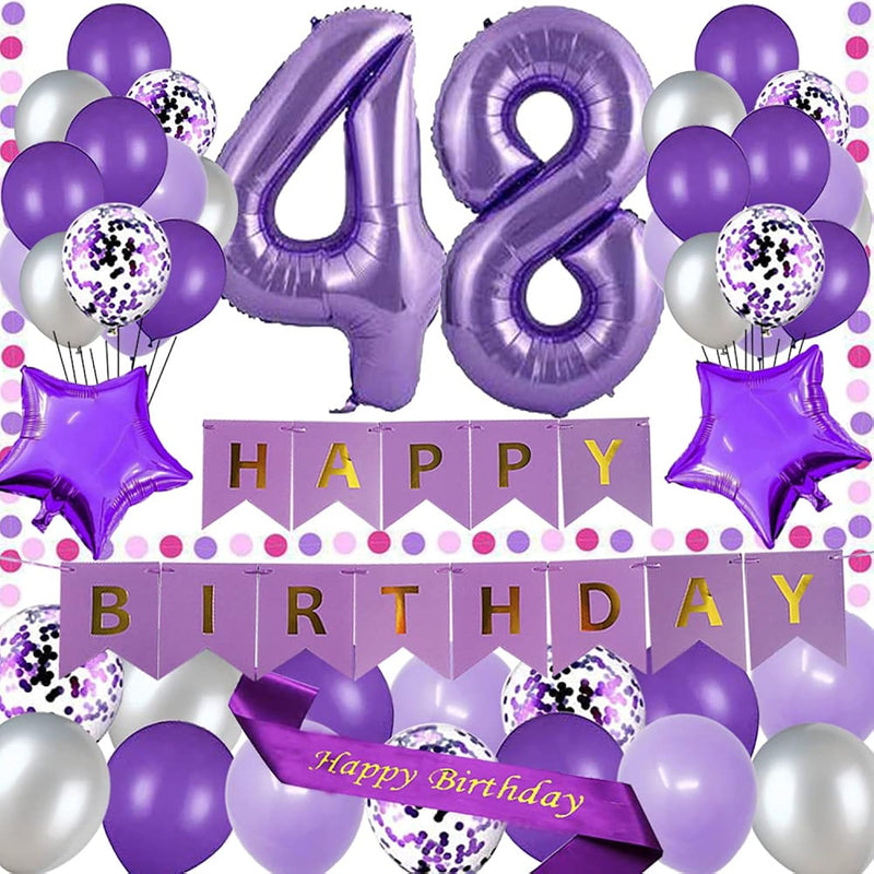 48Th Birthday Party Decorations Purple Happy Birthday Paper Banner Pur