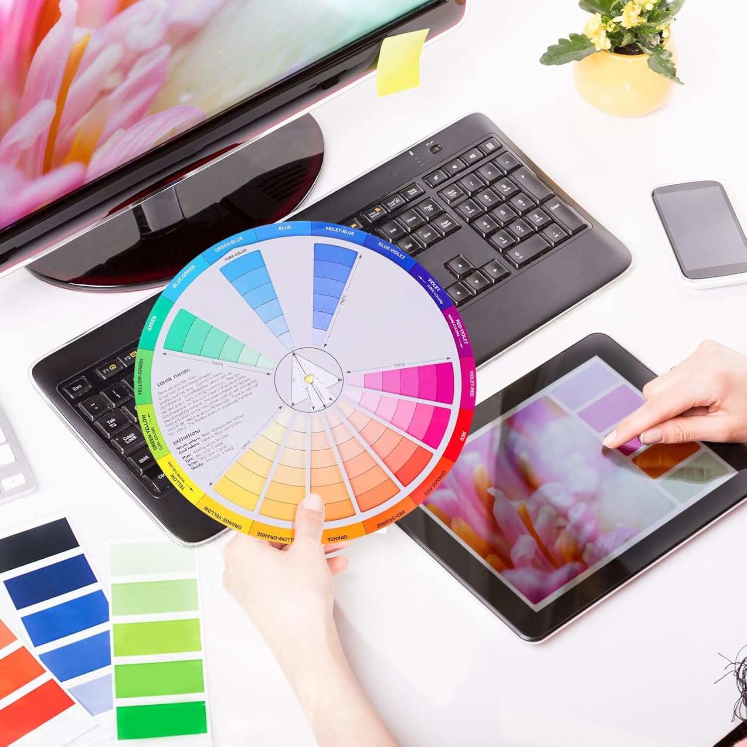 Mixing Guide Wheel - Rotatable Watercolor Colour Guide Wheel Color Learning Mixed Guide Paper Card Pigment Colour 23Cm
