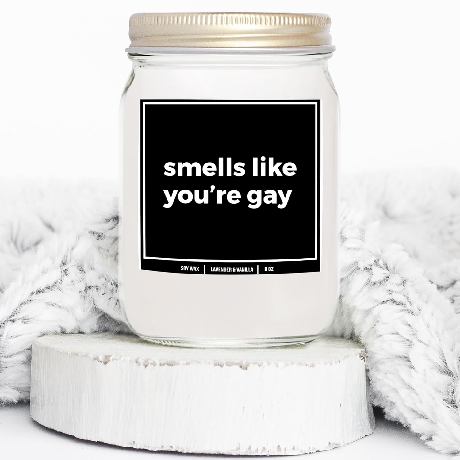 You Nique Designs Smells Like You’Re Gay 8 Oz Candle - Lesbian Gifts, Pride Candle, Lesbian Wedding Surprise, Fun Anniversary Idea For Gay Couple, Lgbtq, Gay Gifts (Lavender & Vanilla)