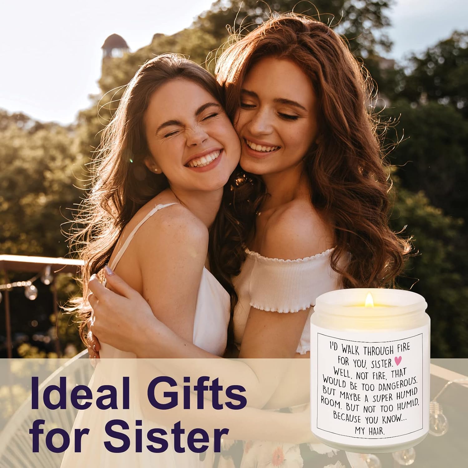 Funny Sister Gifts, Sister Birthday Gifts Ideas- Handmade Lavender Natural Soy Wax Candle- Sisters Gift From Sister Brother For Birthday, Mothers Day, Graduation, Christmas, Sis Candle(7Oz)