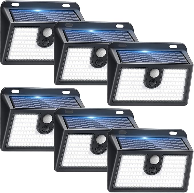 6 Pack Solar Motion Sensor Outdoor Lights Super Bright Waterproof Security Wall Lights