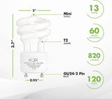 13W GU24 CFL Light Bulbs T2 Mini Spiral 4100K Cool White 60W Equivalent 4 Pack