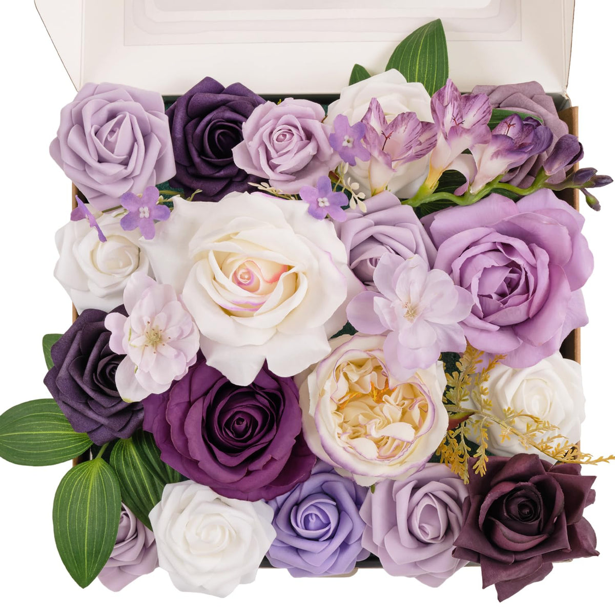 Artificial Flowers Purple & White Flower Combo For Diy Wedding Bouquets Table Centerpieces Arrangements Party Baby Shower Home Decorations