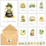 20 Pack St. Patricks Day Cards With Envelopes, 4X6In Bulk Watercolor Cartoon Shamrock Rainbow Gold Coin Holiday Card Designs For Family, Students, Employees