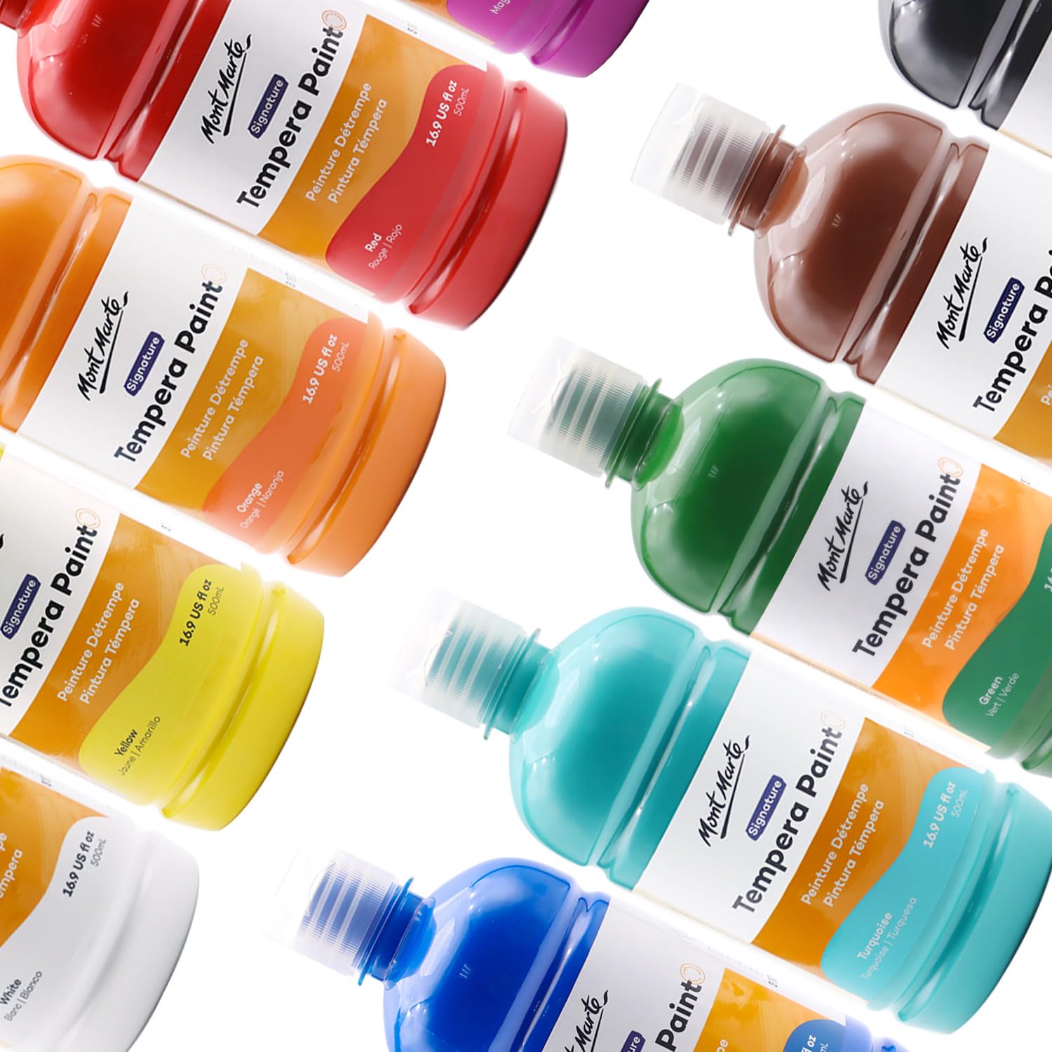 Tempera Paint Set 12Pc X 16.9 Us Fl.Oz (500Ml), 12 Bottles Of Tempera Style Kids Paint, Washable For Kids Art And Craft, Non Toxic, Easy To Clean.