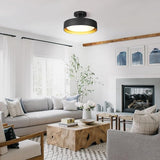 12 Inch Black Gold LED Ceiling Light 25W Dimmable Semi Flush Fixture