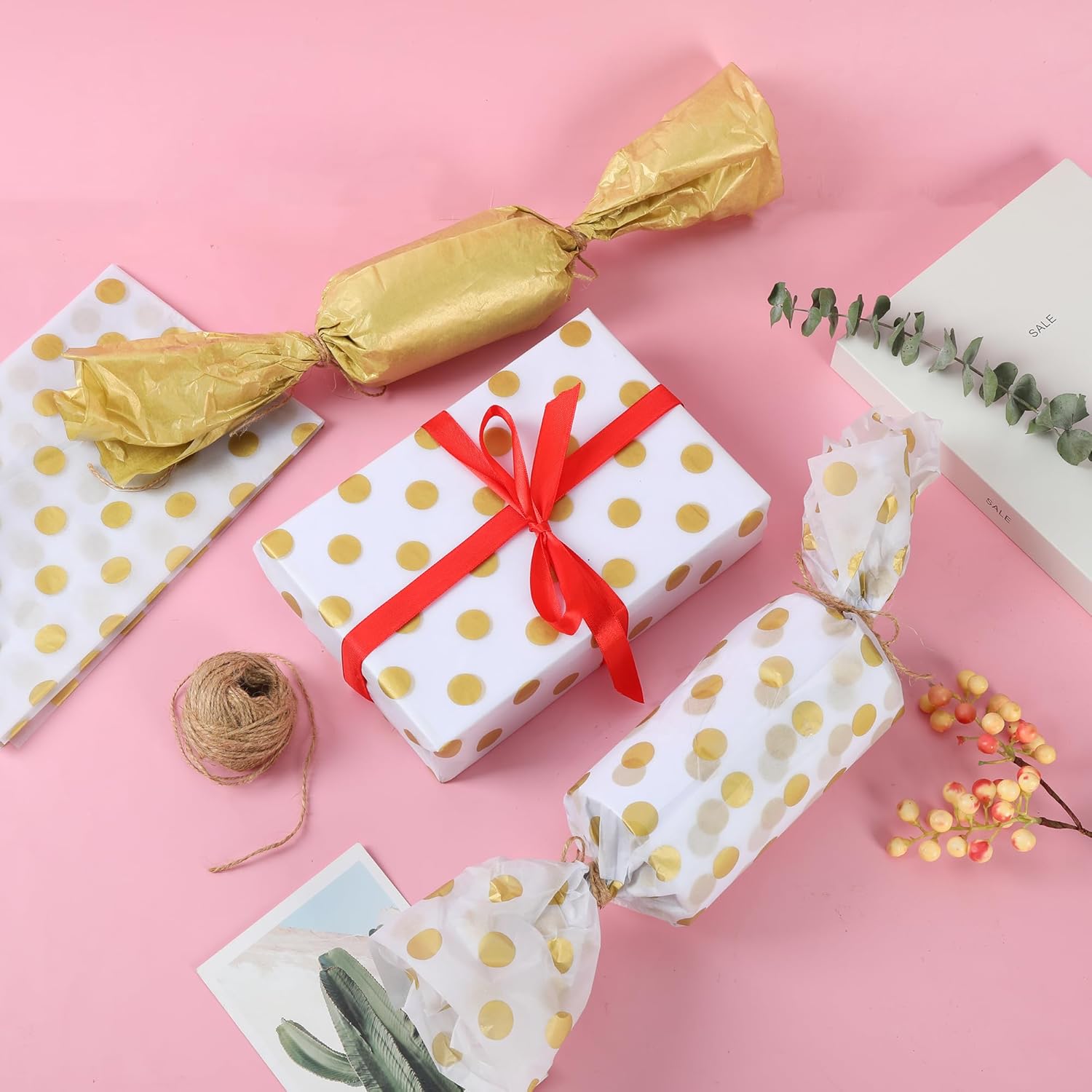120 Sheets Of Gold Wrapping Tissue Paper, 13.5X20 Inches Gift Wrapping Paper, Carft Party Favor Decoration For Handicrafts (35X50Cm)