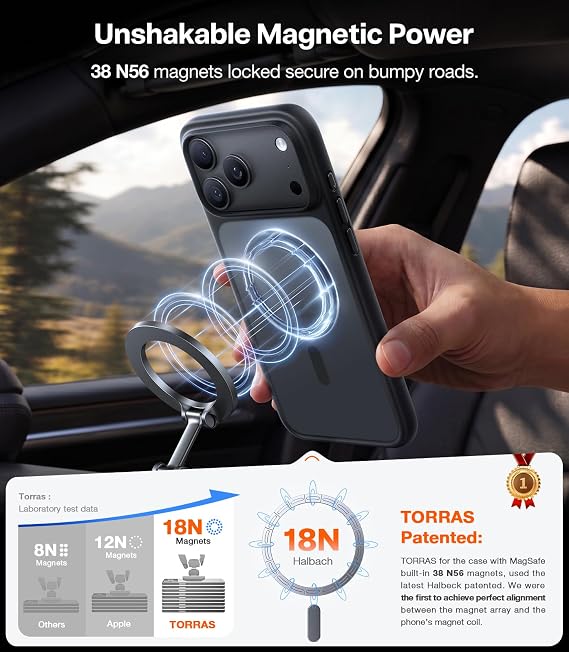 Strong Magnetic Shockproof Black Case for iPhone 18 Pro 4X Military Grade Protection Cover