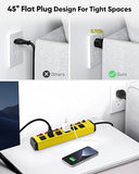Heavy Duty Metal Surge Protector Power Strip 6 Outlets Individual Switches 6FT Flat Plug 1200J