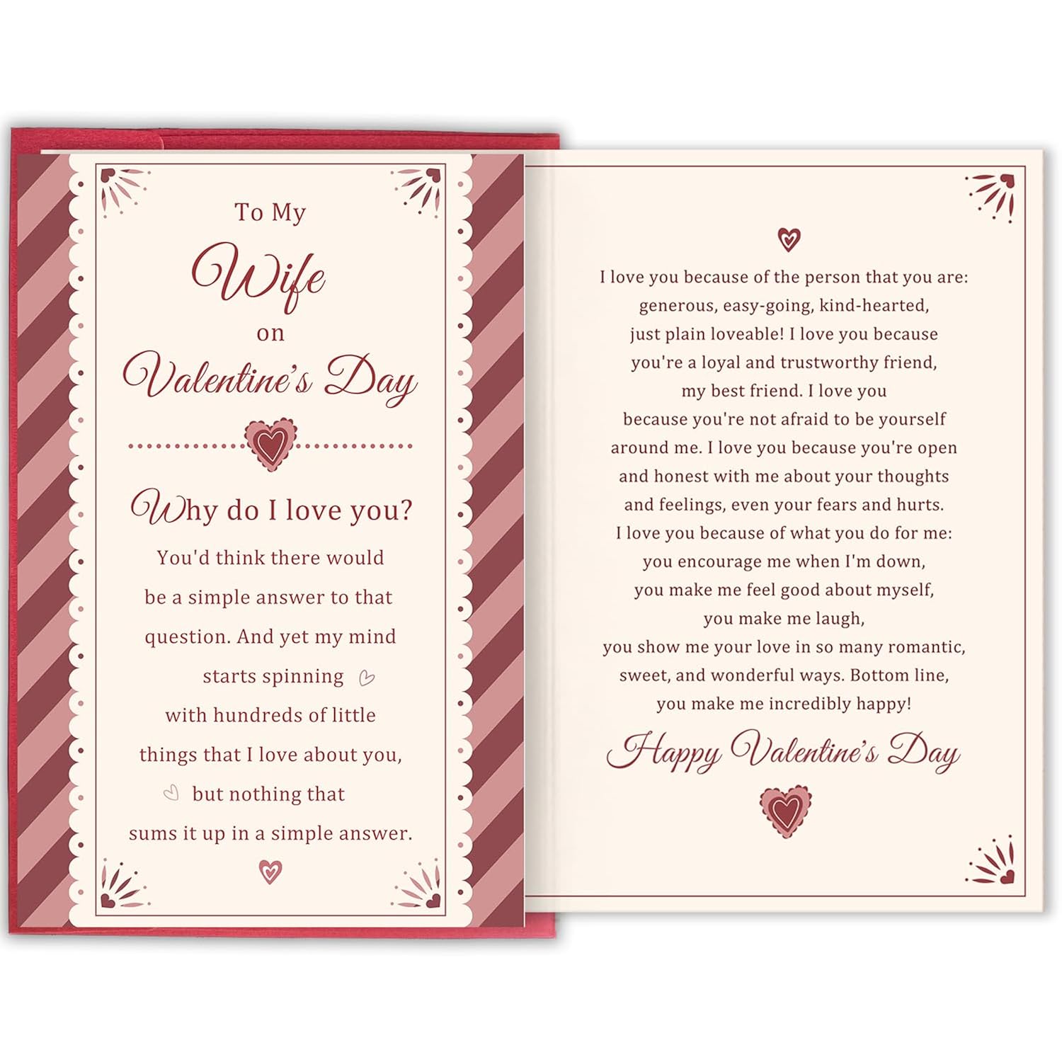 Romantic Valentine'S Day Card For Wife, Heartfelt Love Greeting Card For Her, Valentines Gift From Husband, To My Wife On Valentine'S Day