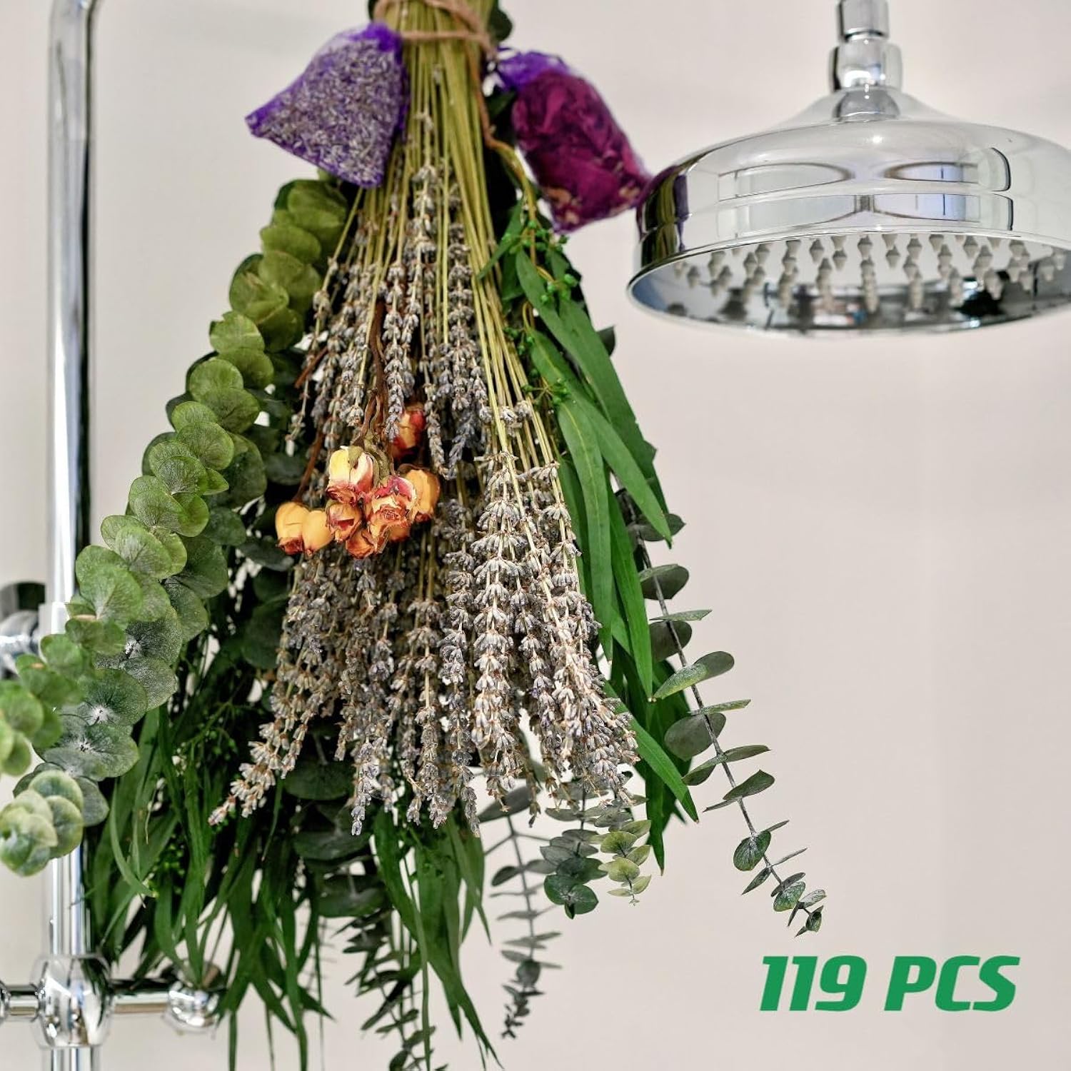 Dried Eucalyptus Bundle - 119 Pcs For Shower Hanging & Home Decor, Fresh Eucalyptus Stems For Self-Care