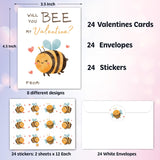 Bee Valentines Day Cards Gifts For Kids School, 24 Pack Bee Valentine Classroom Exchange Cards For Boys Girls
