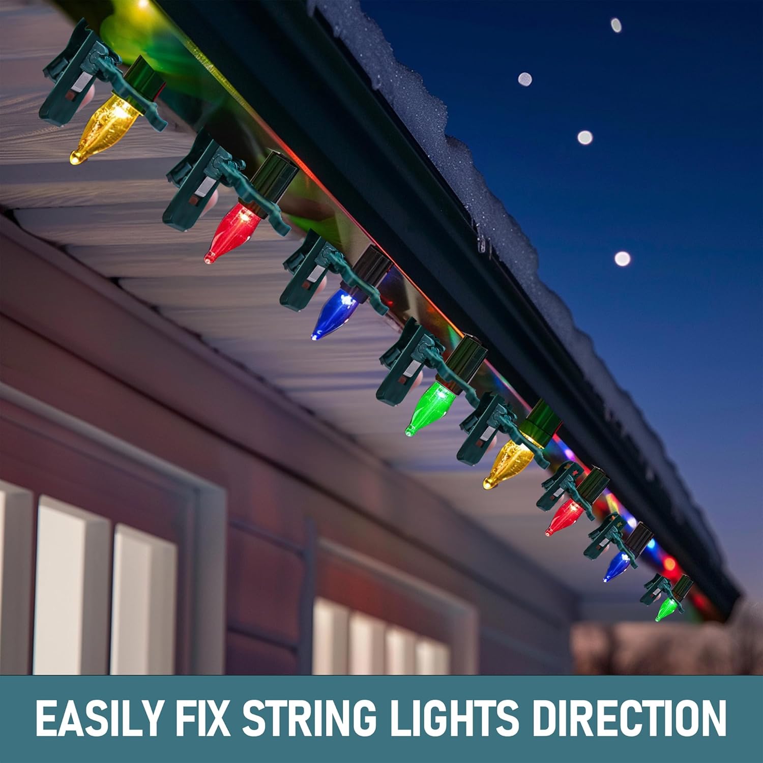 C7 C9 Christmas Lights Spring Clips, 100 Pack Universal Holiday Lights Quick Spring Clips, E12, E17 Shatterproof Weatherproof Clips For Outdoor Shingle Gutter Roof Fence