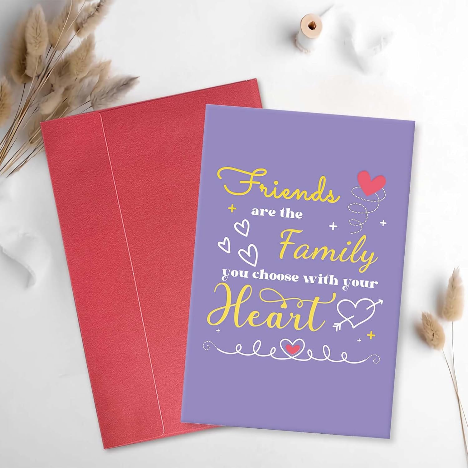 Friend Happy Valentine'S Day Card, Romantic Valentines Card For Friend, Galentines Gift For Bestie Sister, Friends Are The Family You Choose With Your Heart