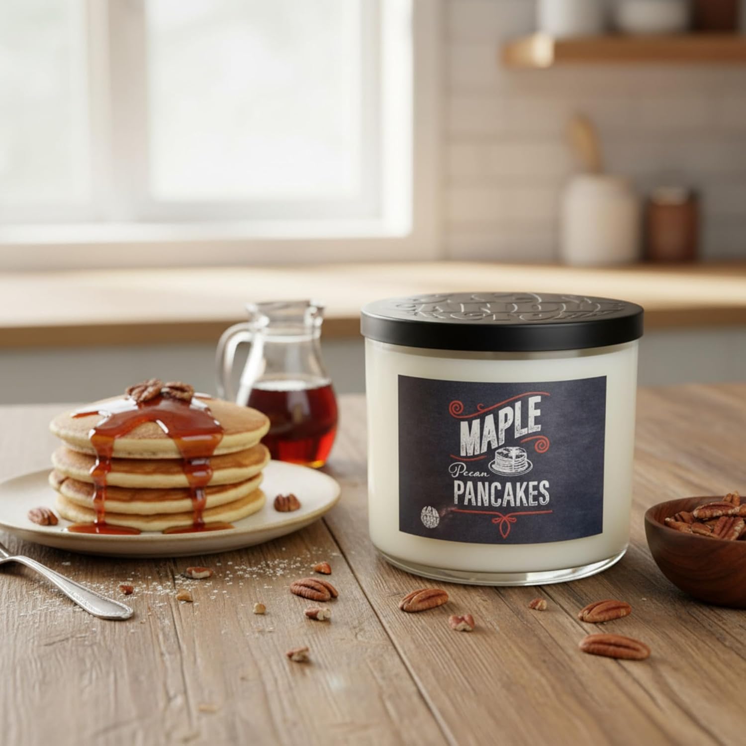 Maple Pecan Pancakes Candle ~ Glass 3 Wick Jar ~ Maple Butter Pecan Pancake Goodness! ~ All Natural Premium Soy Candle By (Large 3 Wick)