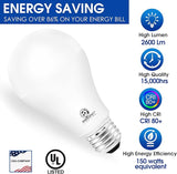 150 Watt LED Bulbs 2600LM Daylight 5000K Dimmable A21 Light Bulbs with E26 Base 2 Pack