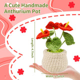 Crochet Flowers Red Anthurium, Emotional Support Crochet Gifts For Women, Office Gifts For Coworkers, Boss, Friend, Desk Decor For Graduation, New Home, New Job, Opening, Valentines, Birthday