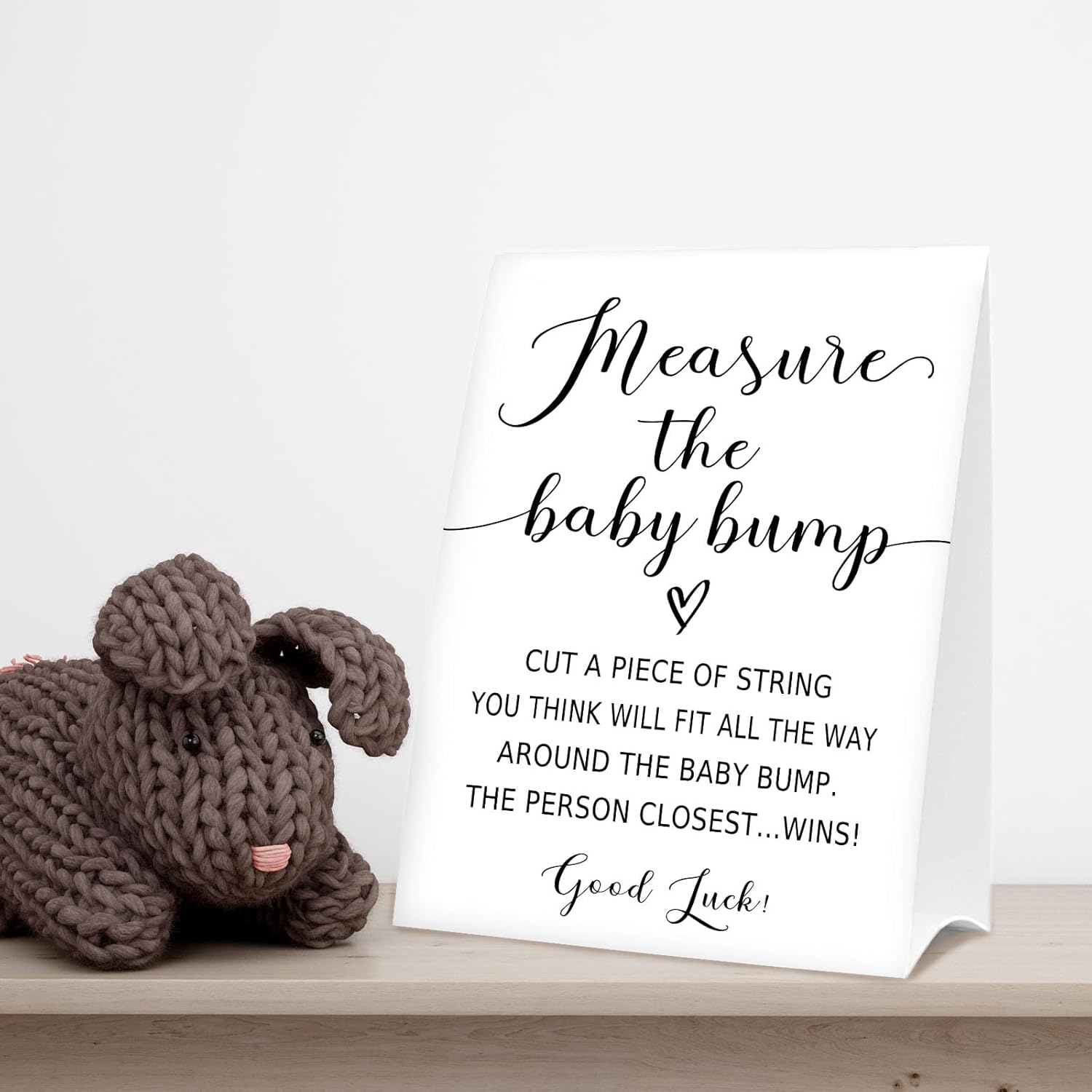 Baby Shower Games Measure The Baby Bump Sign, How Big Is Mommy'S Belly Party Favors Supplies, 5X7 Inch Kraft Standing Sign And 50 Guessing Cards, Minimalist 01