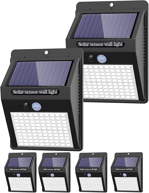 6 Pack 100 LED Solar Motion Lights IP65 Waterproof Wireless Security Lights