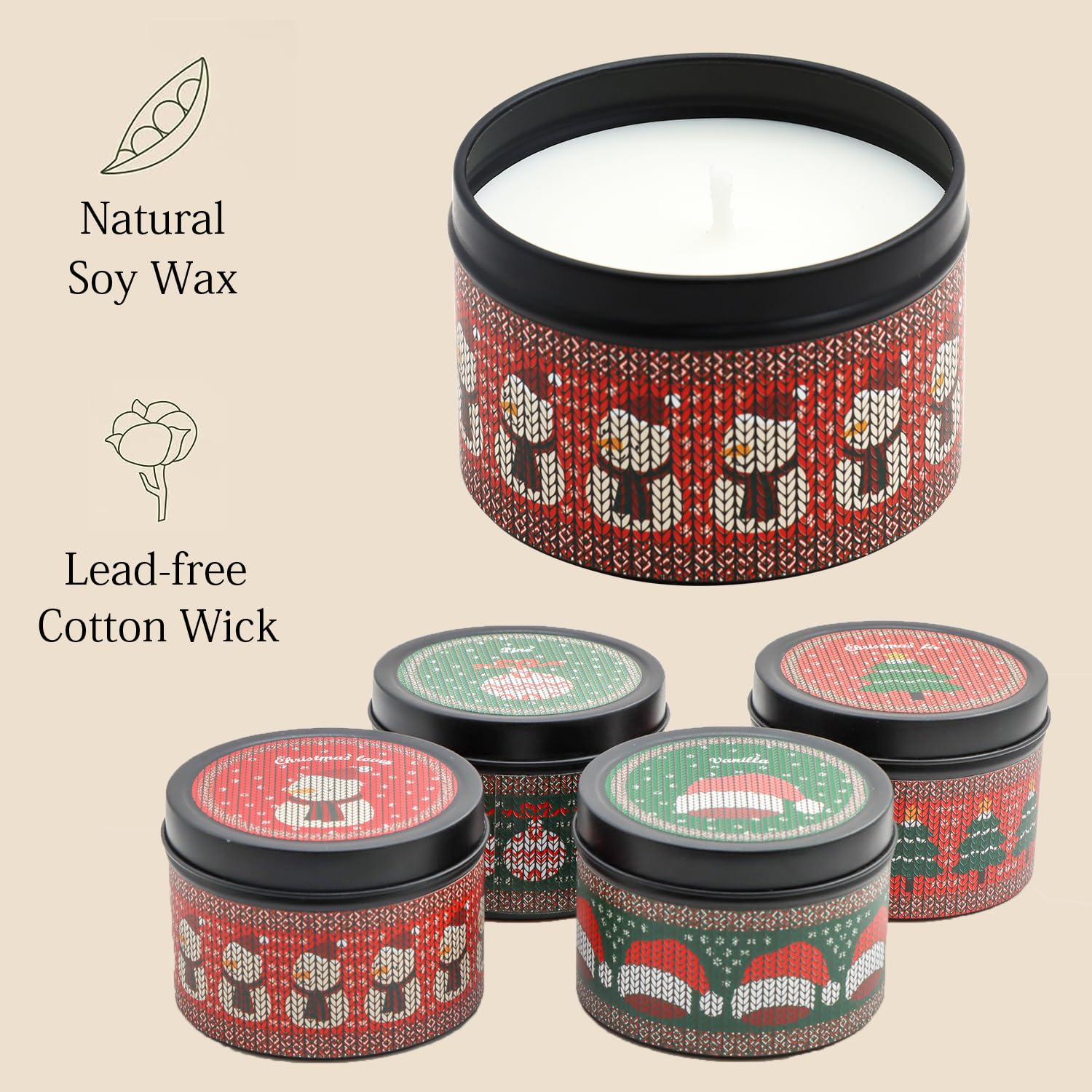 Christmas Candles - Christmas Gifts For Women, Scented Candles Gift Set, Natural Soy Wax Aromatherapy Candle For Home Scented (4Pack)