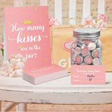 555 Pcs How Many Kisses Baby Shower Games, Pink And Gold Standing Sign Guessing Cards Kisses Stickers For Kids Girl Birthday Baby Shower Sprinkle Party Decoration (No Candy And Jar)