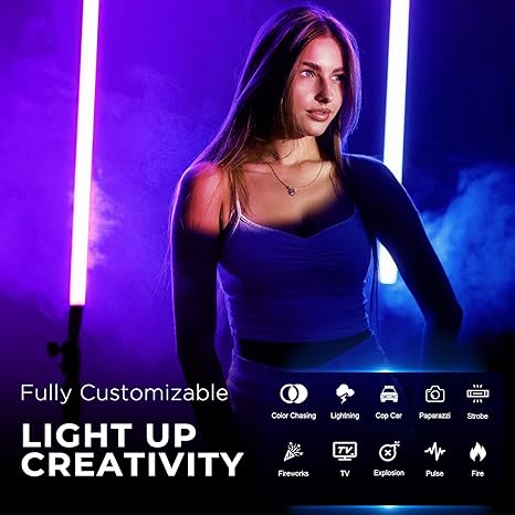 TLX4C 4FT RGB Tube Light Full Color RGBWW LED Video Light Stick with App DMX Control