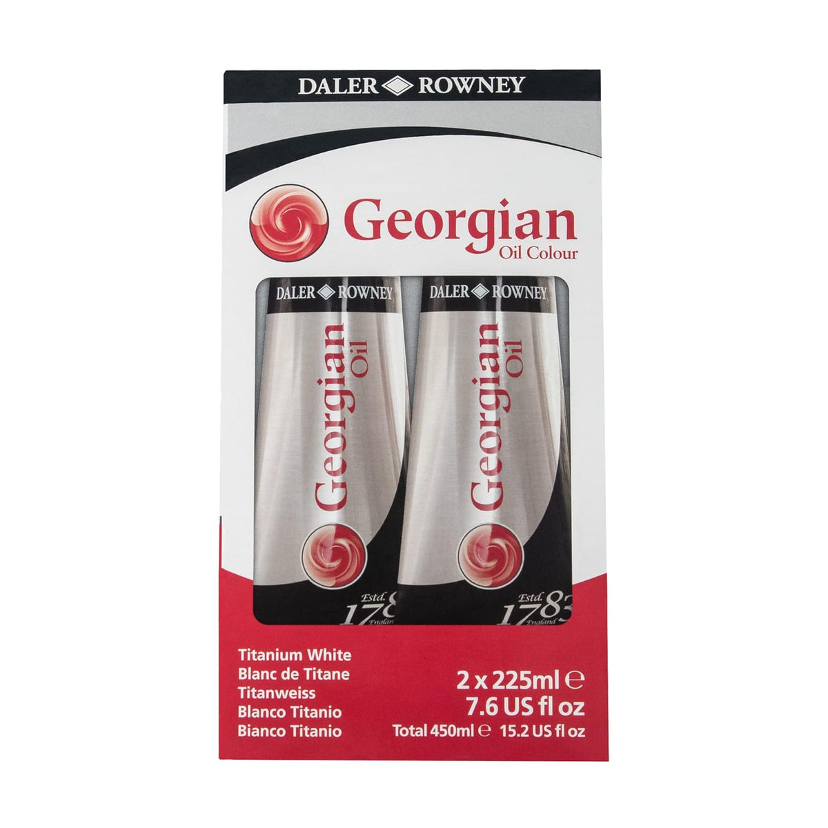 Daler-Rowney Georgian Oil Paint Titanium White Twin Pack 225Ml Tube - Art Paints For Canvas Paper And More - Oil Painting Supplies For Artists And Students - Artist Oil Paint