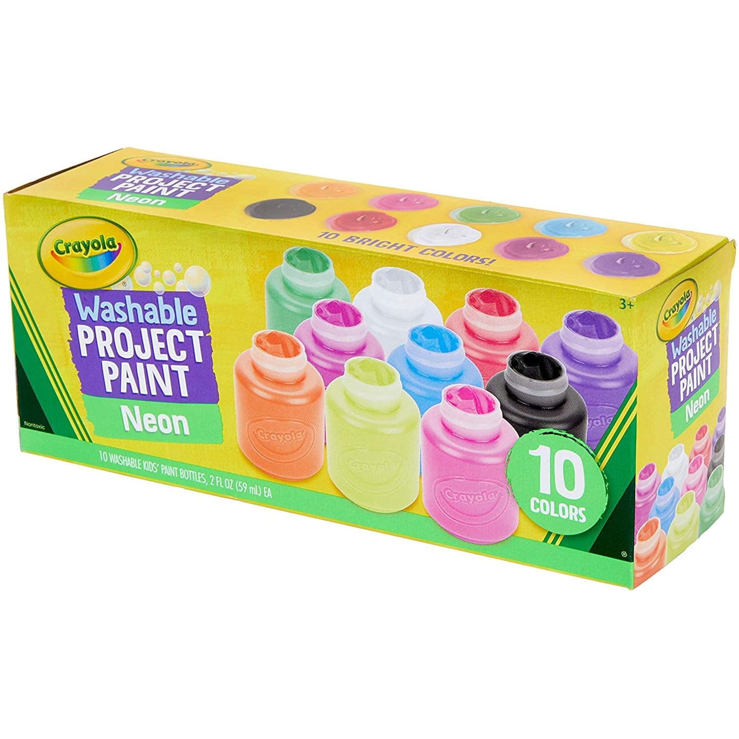 10-color Neon Washable Kids Paint (Set of 10)