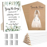 Guess The Dress Bridal Shower Games Include Wooden Table Sign 50 Couple Shower Cards&White Pencils 10 Pencil Sharpeners For Guests Wedding Decorations Bachelorette Engagement Party (Bridal Disc)