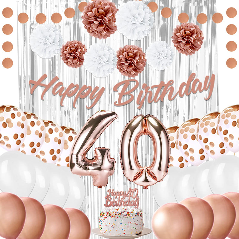 40Th Birthday Decorations For Women - Rose Gold 40Th Birthday Party De