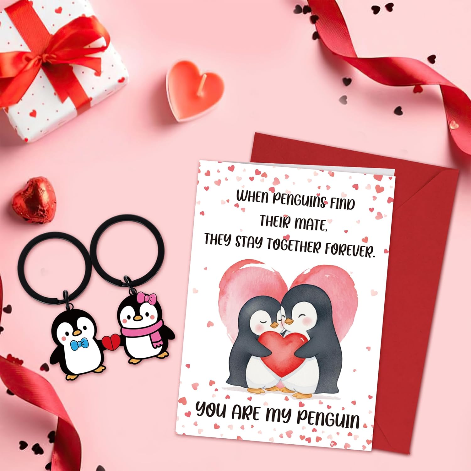 Cute Penguin Valentines Day Cards For Him Her, Anniversary Card With Keychain Valentines Day Gifts You Are My Penguin, Romantic Valentine'S Greeting Cards For Husband Wife Boyfriend Girlfriend