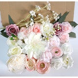 Silk Flowers, Artificial Flower Bouquet, Artificial Flowers Combo Box, Flowers With Stems For Diy Floral Arrangements Bouquets Wedding Party Home Baby Shower Decor (Delicate Blush)
