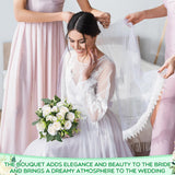10 Pack Bridesmaid Bouquets For Wedding 7 Inch Natural Artificial Flowers Bridesmaid Bouquets Wedding Flowers For Ceremony Anniversary Marriage Centerpieces Decorations(White)