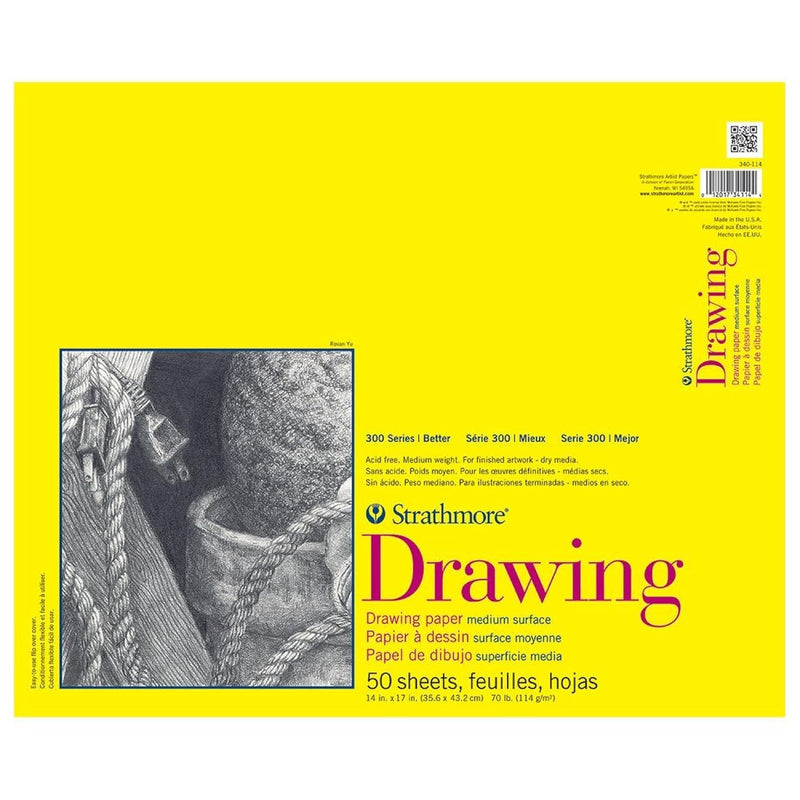 300 Series Drawing Paper Pad, Glue Bound, 14X17 Inches, 50 Sheets (70Lb/114G)