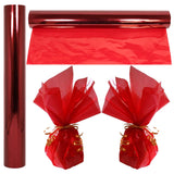 Cellophane Wrap Roll Red | 100’ Ft. Long X 16” In. Wide | 2.3 Mil Thick Transparent Red | Gifts, Baskets, Treats, Cellophane Wrapping Paper | Colorful Cello Christmas, Holiday Color