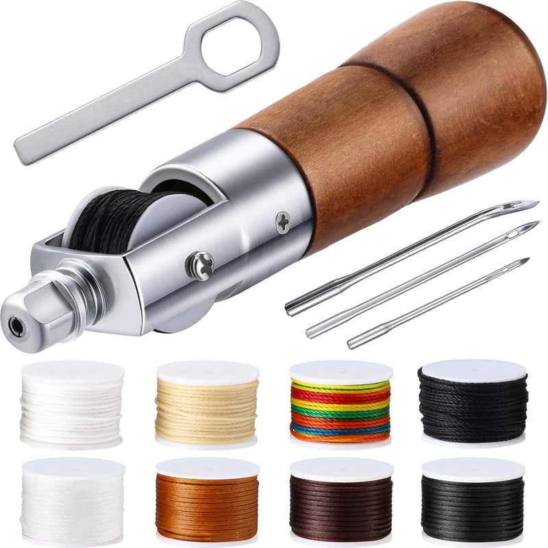 12 Pieces Leather Sewing Awl Kit Hand Stitcher With Craft Accessories Set, Han