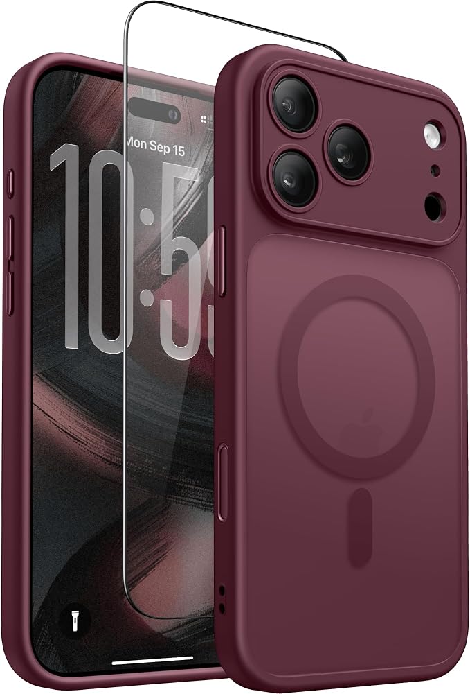 Magnetic Shockproof Protective Phone Case in Deep Burgundy for Apple iPhone 18 Pro and iPhone 17 Pro