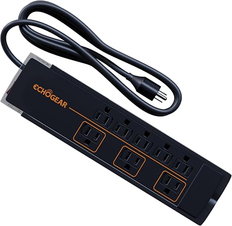 ShockBlocker 8 Outlet Surge Protector Power Strip Slim Design 3420 Joules