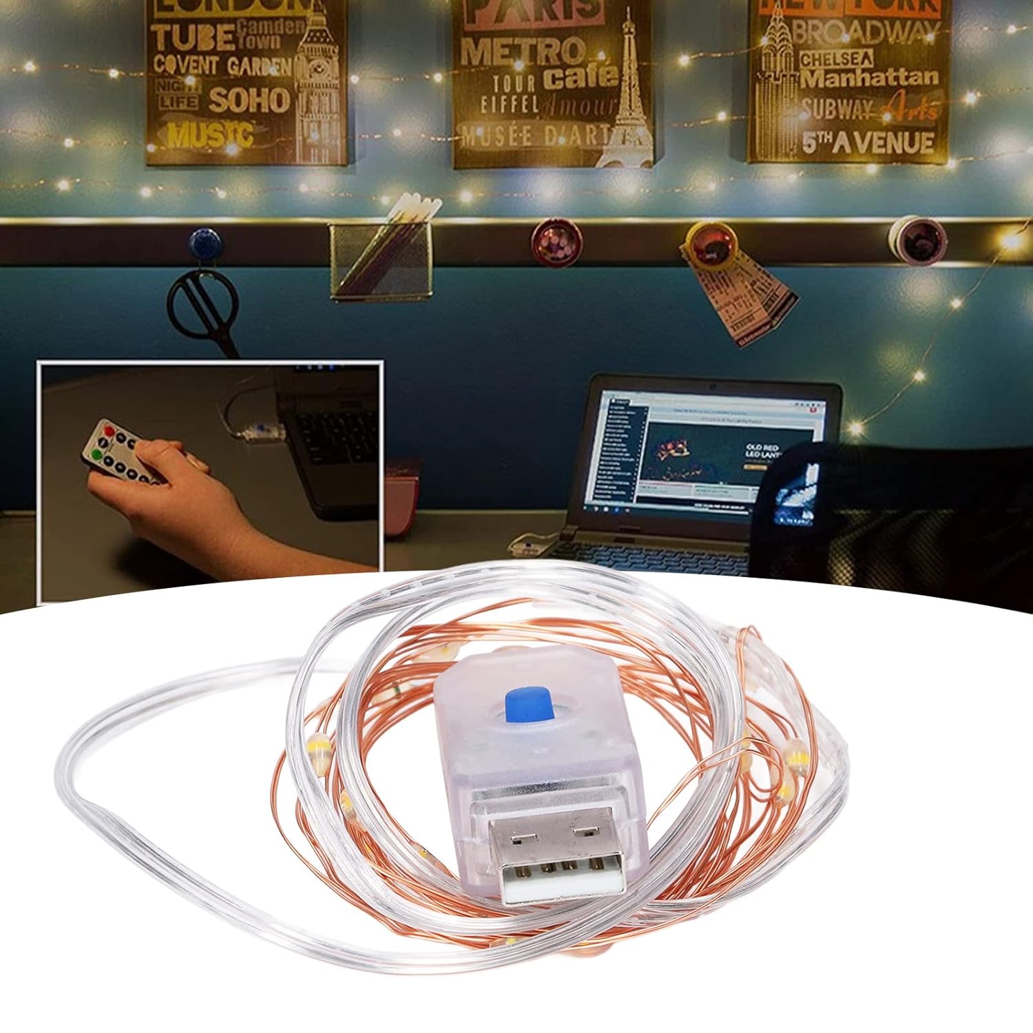 Usb Powered String Lamp, Copper Wire Waterproof Adjustable Brightness Led String Lights With Remote Control For Indoor F