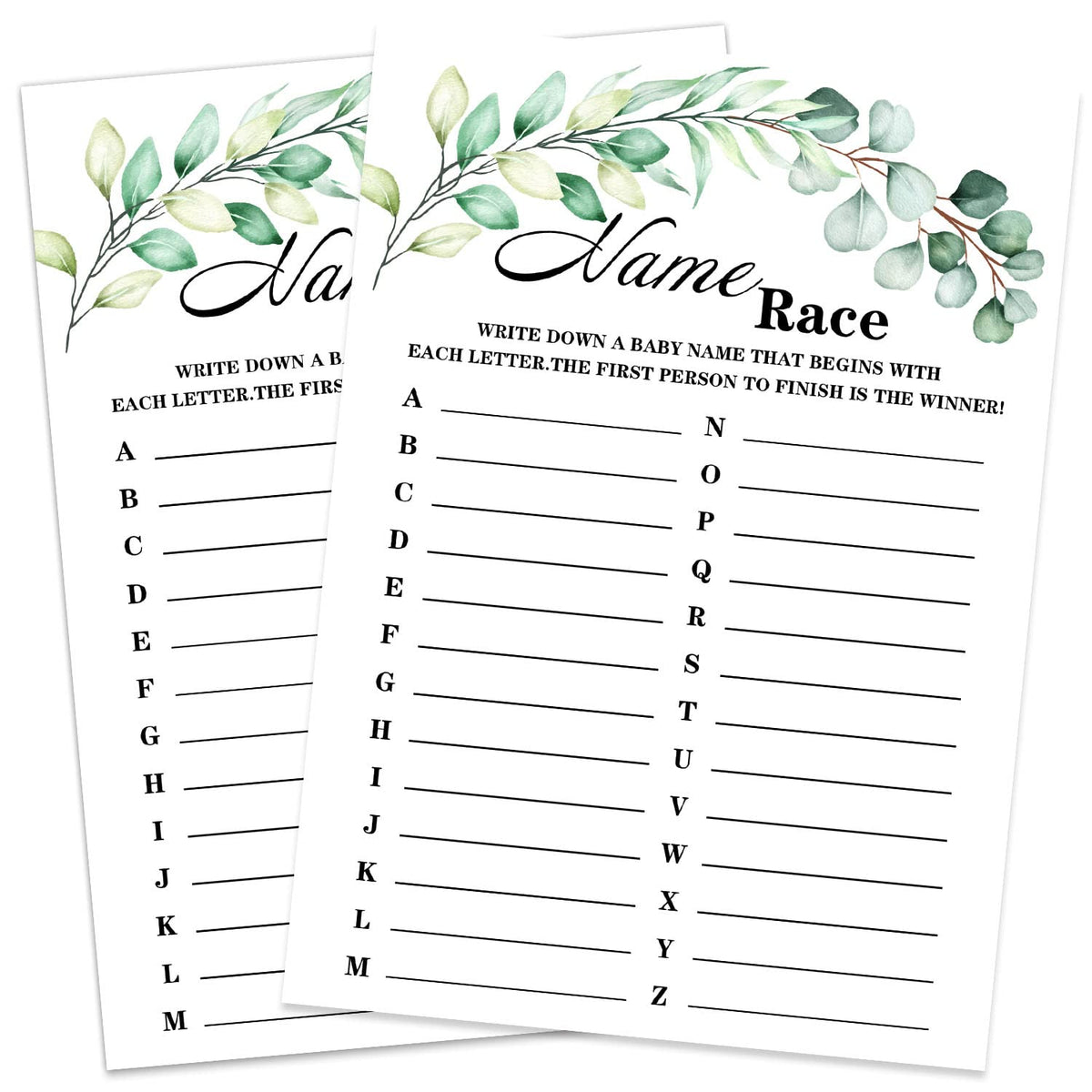 Baby Shower Game Cards, Green Theme Name Race Game Card For Baby Shower Party?Funny Icebreak Baby Shower Party Games Ideas Activity For Parent-To-Be, Fun And Easy, 30 Cards