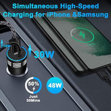 48W USB C Car Charger with Built In 30W Type C Cable Fast Charging for Samsung Galaxy