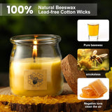 Beeswax Candle In Glass Jar, 100% Pure Beeswax Candle Organic Long Burning Yellow Bees Wax Bridesmaid Gift For Bridal Shower Bachelorette Party(8.5Oz)