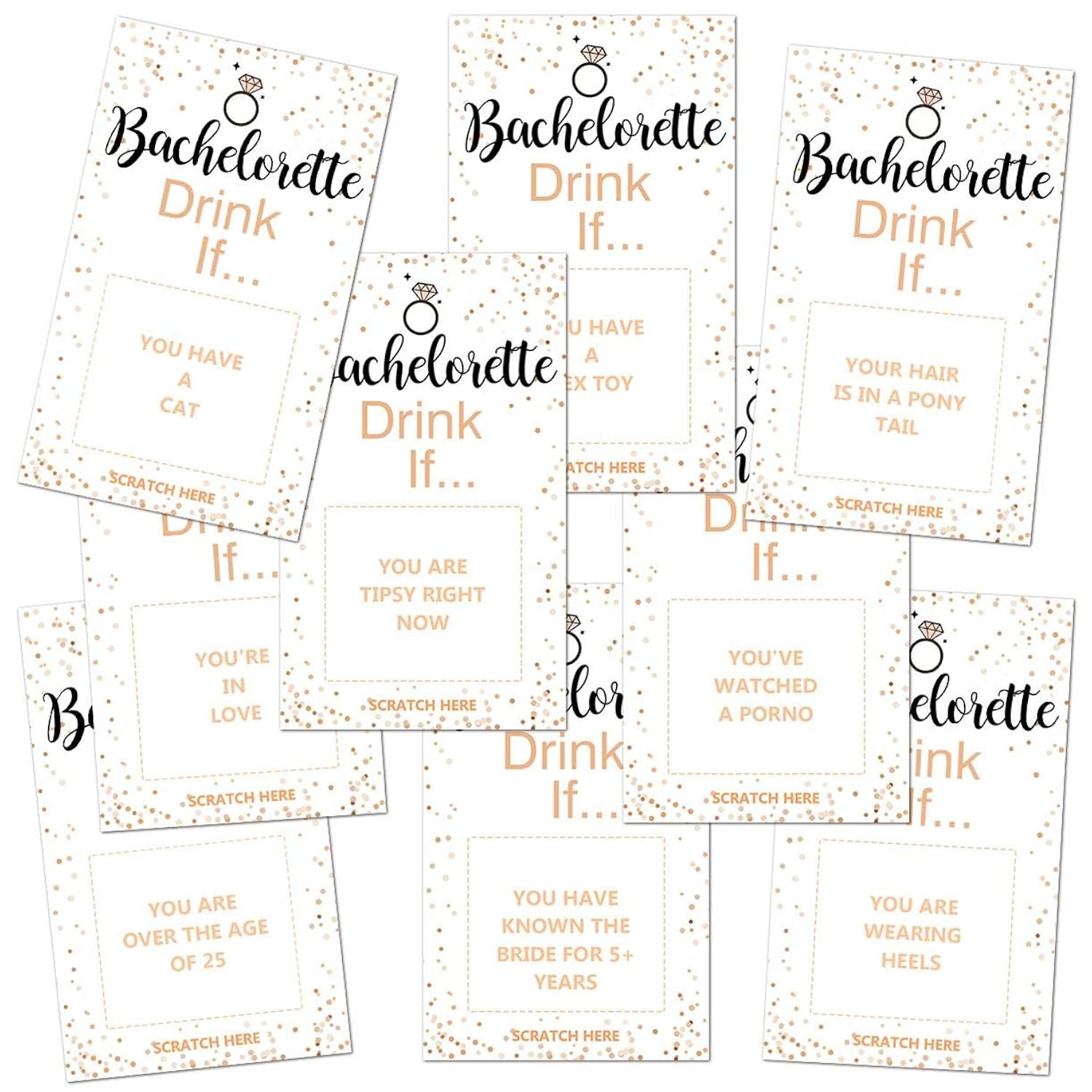 Bachelorette Party Drinking Games - Drink If Games Scratch Off Cards - Perfect For Girls Night Out Activity,Bridal Showers,Bridal Parties,Wedding Showers,Engagement And Birthday - 40 Sheets(White)