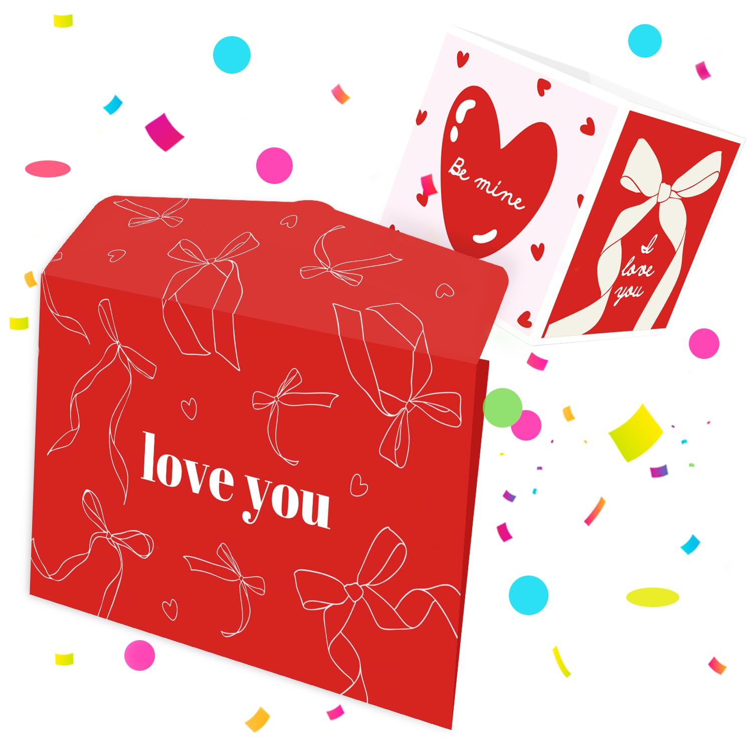 2-In-1 Surprise Boom Envelope Romantic Card With Confetti Exploding (Love You) – Valentine Funny Gift, Mom, Dad, Wife, Him, Her, Girlfriend, Boyfriend