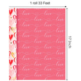Valentines Day Wrapping Paper, Pink Heart Gift Wrap Paper Roll For Girl Anniversaries Romantic Celebration, 17In X 33Ft