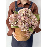 4Pcs Purple Vintage Boho Faux Hydrangea Flowers, 21" Real Touch Fall Artificial Hydrangea,Fake Silk Flowers For Dinning Tables Party Outdoor Home Cemetery Kitchen Wedding Bouquet Halloween