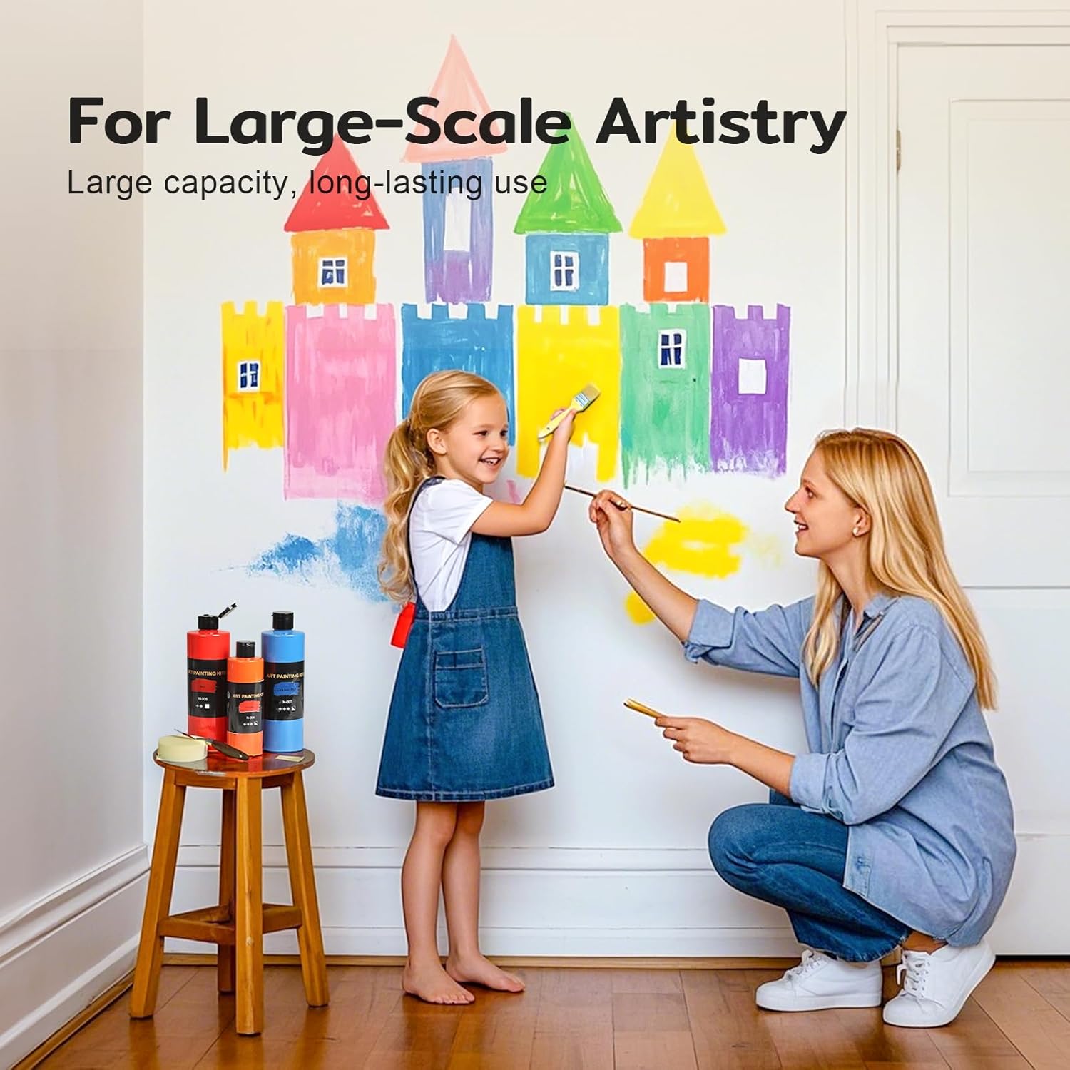 12 Colors Acrylic Paint Set (500 Ml/16.9 Oz Large Bottles), Non-Toxic For Kids & Adults, Acrylic Paint Bulk On Wood, Glass, Ceramic, Art Painting Supplies With Palette Knife & Art Sponge