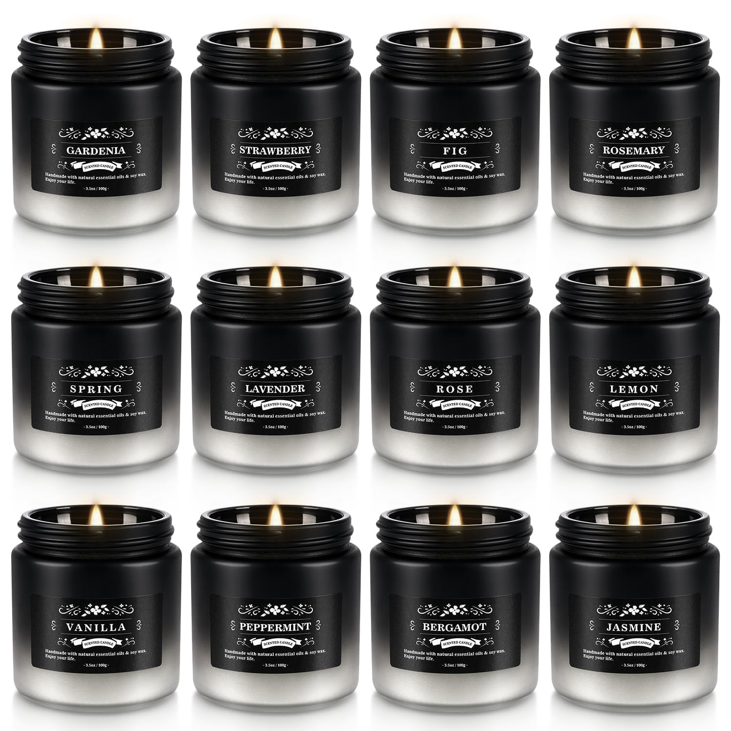 12 Pack Men'S Scented Candles In Jar - 3.5Oz Each, 150+ Hours Long Lasting, Soy Blend Wax Aromatherapy Candle Gifts Set For Men, Birthday, Valentine, Anniversary, Christmas